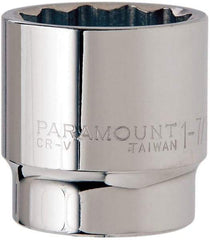 Paramount - 1-7/16", 1/2" Drive, Standard Hand Socket - 12 Points, 1-1/2" OAL, Steel, Chrome Finish - Makers Industrial Supply