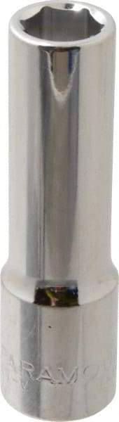 Paramount - 1/2", 1/2" Drive, Deep Hand Socket - 6 Points, 3-3/32" OAL, Steel, Chrome Finish - Makers Industrial Supply