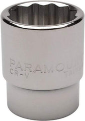 Paramount - 15/16", 1/2" Drive, Standard Hand Socket - 12 Points, 1-1/2" OAL, Steel, Chrome Finish - Makers Industrial Supply