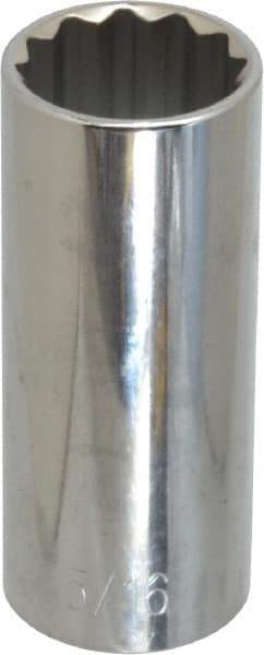 Paramount - 15/16", 1/2" Drive, Deep Hand Socket - 12 Points, 3-3/32" OAL, Steel, Chrome Finish - Makers Industrial Supply