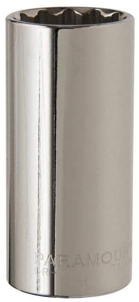 Paramount - 1-1/16", 1/2" Drive, Deep Hand Socket - 12 Points, 3-3/32" OAL, Steel, Chrome Finish - Makers Industrial Supply