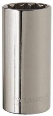 Paramount - 1-1/16", 1/2" Drive, Deep Hand Socket - 12 Points, 3-3/32" OAL, Steel, Chrome Finish - Makers Industrial Supply