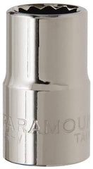 Paramount - 9/16", 1/2" Drive, Standard Hand Socket - 12 Points, 1-1/2" OAL, Steel, Chrome Finish - Makers Industrial Supply