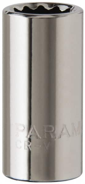 Paramount - 1/4" Drive, Standard Hand Socket - 12 Points, 15/16" OAL, Steel, Chrome Finish - Makers Industrial Supply