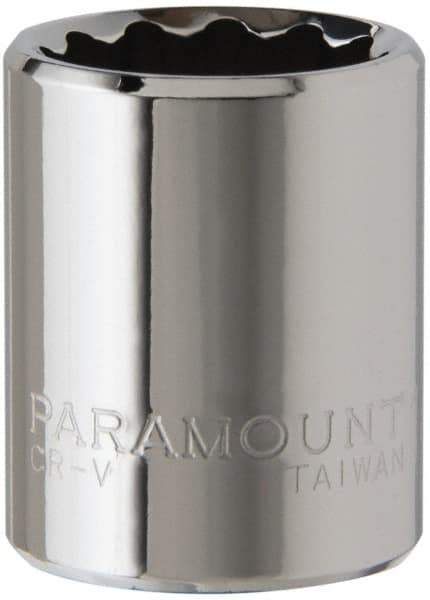 Paramount - 1/4" Drive, Standard Hand Socket - 12 Points, 15/16" OAL, Steel, Chrome Finish - Makers Industrial Supply