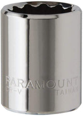 Paramount - 1/4" Drive, Standard Hand Socket - 12 Points, 15/16" OAL, Steel, Chrome Finish - Makers Industrial Supply