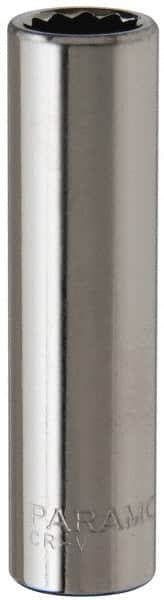 Paramount - 11/32", 1/4" Drive, Deep Hand Socket - 12 Points, 1-15/16" OAL, Steel, Chrome Finish - Makers Industrial Supply