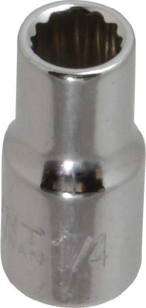 Paramount - 1/4", 1/4" Drive, Standard Hand Socket - 12 Points, 15/16" OAL, Steel, Chrome Finish - Makers Industrial Supply