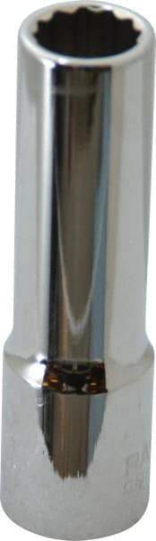 Paramount - 1/2" Drive, Deep Hand Socket - 12 Points, 3-9/32" OAL, Steel, Chrome Finish - Makers Industrial Supply