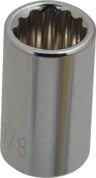 Paramount - 3/8", 1/4" Drive, Standard Hand Socket - 12 Points, 15/16" OAL, Steel, Chrome Finish - Makers Industrial Supply