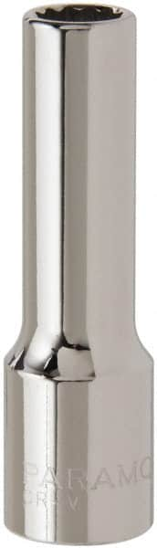 Paramount - 1/2" Drive, Deep Hand Socket - 12 Points, 3-3/32" OAL, Steel, Chrome Finish - Makers Industrial Supply