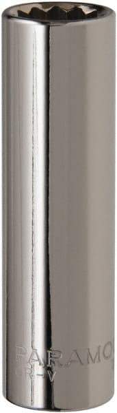 Paramount - 1/2" Drive, Deep Hand Socket - 12 Points, 3-9/32" OAL, Steel, Chrome Finish - Makers Industrial Supply