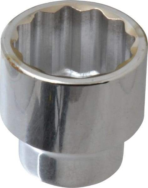 Paramount - 1/2" Drive, Standard Hand Socket - 12 Points, 1-1/2" OAL, Steel, Chrome Finish - Makers Industrial Supply