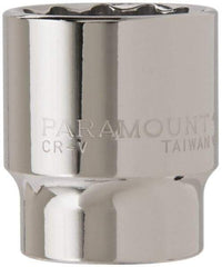 Paramount - 1/2" Drive, Standard Hand Socket - 12 Points, 1-1/2" OAL, Steel, Chrome Finish - Makers Industrial Supply