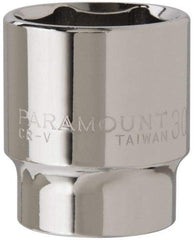 Paramount - 1/2" Drive, Standard Hand Socket - 6 Points, 1-1/2" OAL, Steel, Chrome Finish - Makers Industrial Supply