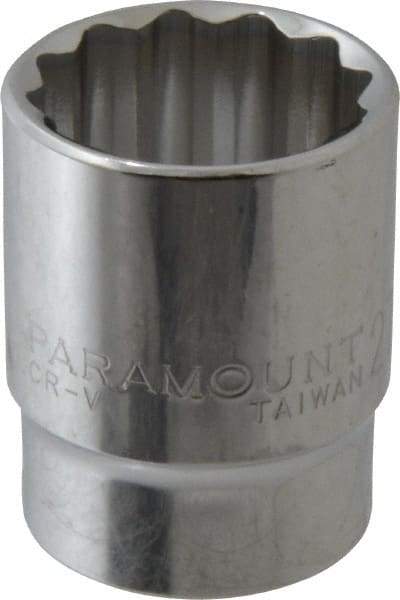 Paramount - 1/2" Drive, Standard Hand Socket - 12 Points, 1-1/2" OAL, Steel, Chrome Finish - Makers Industrial Supply