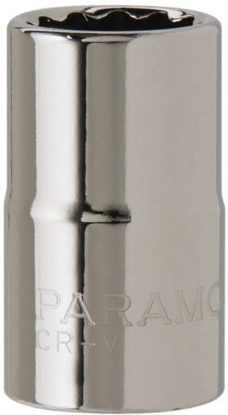 Paramount - 1/2" Drive, Standard Hand Socket - 12 Points, 1-1/2" OAL, Steel, Chrome Finish - Makers Industrial Supply