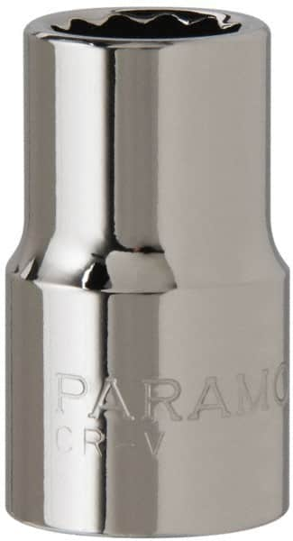 Paramount - 1/2" Drive, Standard Hand Socket - 12 Points, 1-1/2" OAL, Steel, Chrome Finish - Makers Industrial Supply