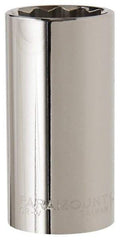 Paramount - 1-1/8", 1/2" Drive, Deep Hand Socket - 12 Points, 3-3/32" OAL, Steel, Chrome Finish - Makers Industrial Supply