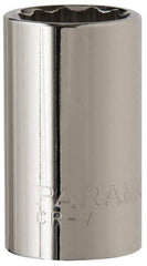 Paramount - 5/8", 1/2" Drive, Standard Hand Socket - 12 Points, 1-1/2" OAL, Steel, Chrome Finish - Makers Industrial Supply