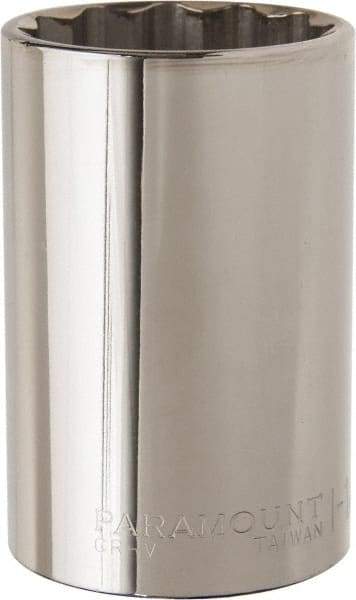 Paramount - 1-1/2", 1/2" Drive, Deep Hand Socket - 12 Points, 3-1/2" OAL, Steel, Chrome Finish - Makers Industrial Supply