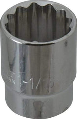 Paramount - 1-1/16", 1/2" Drive, Standard Hand Socket - 12 Points, 1-1/2" OAL, Steel, Chrome Finish - Makers Industrial Supply