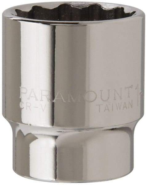 Paramount - 1-3/16", 1/2" Drive, Standard Hand Socket - 12 Points, 1-1/2" OAL, Steel, Chrome Finish - Makers Industrial Supply