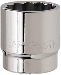 Paramount - 1-3/8", 1/2" Drive, Standard Hand Socket - 12 Points, 1-1/2" OAL, Steel, Chrome Finish - Makers Industrial Supply