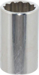 Paramount - 1/2", 3/8" Drive, Standard Hand Socket - 12 Points, 1-3/16" OAL, Steel, Chrome Finish - Makers Industrial Supply