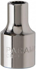 Paramount - 1/4", 3/8" Drive, Standard Hand Socket - 12 Points, 1-3/16" OAL, Steel, Chrome Finish - Makers Industrial Supply