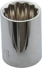 Paramount - 5/8", 3/8" Drive, Standard Hand Socket - 12 Points, 1-3/16" OAL, Steel, Chrome Finish - Makers Industrial Supply