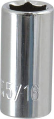 Paramount - 5/16", 1/4" Drive, Standard Hand Socket - 6 Points, 15/16" OAL, Steel, Chrome Finish - Makers Industrial Supply