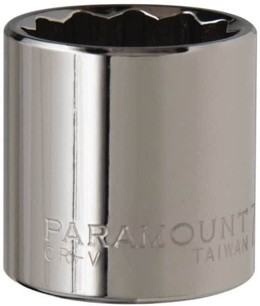 Paramount - 7/8", 3/8" Drive, Standard Hand Socket - 12 Points, 1-3/16" OAL, Steel, Chrome Finish - Makers Industrial Supply