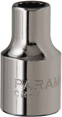 Paramount - 3/8" Drive, Standard Hand Socket - 12 Points, 1-3/16" OAL, Steel, Chrome Finish - Makers Industrial Supply