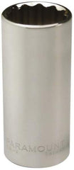 Paramount - 3/8" Drive, Deep Hand Socket - 12 Points, 1-15/16" OAL, Steel, Chrome Finish - Makers Industrial Supply