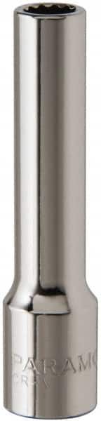 Paramount - 7/32", 1/4" Drive, Deep Hand Socket - 12 Points, 1-15/16" OAL, Steel, Chrome Finish - Makers Industrial Supply