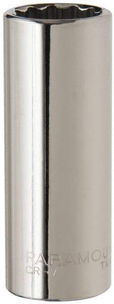 Paramount - 3/8" Drive, Deep Hand Socket - 12 Points, 2-1/2" OAL, Steel, Chrome Finish - Makers Industrial Supply