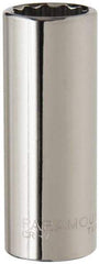 Paramount - 3/8" Drive, Deep Hand Socket - 12 Points, 2-1/2" OAL, Steel, Chrome Finish - Makers Industrial Supply