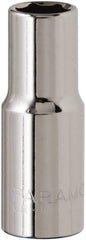 Paramount - 3/8", 3/8" Drive, Deep Hand Socket - 6 Points, 1-15/16" OAL, Steel, Chrome Finish - Makers Industrial Supply