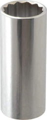 Paramount - 3/8" Drive, Deep Hand Socket - 12 Points, 2-1/2" OAL, Steel, Chrome Finish - Makers Industrial Supply