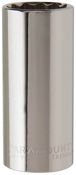 Paramount - 3/8" Drive, Deep Hand Socket - 12 Points, 2-1/2" OAL, Steel, Chrome Finish - Makers Industrial Supply