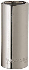 Paramount - 1/2" Drive, Deep Hand Socket - 6 Points, 3-3/32" OAL, Steel, Chrome Finish - Makers Industrial Supply