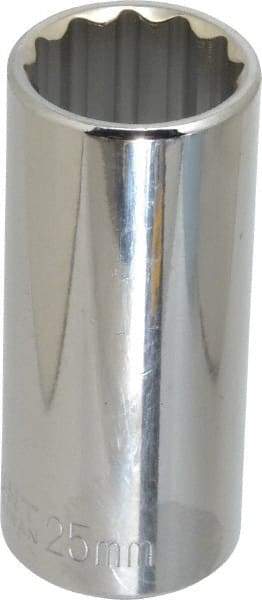 Paramount - 1/2" Drive, Deep Hand Socket - 12 Points, 3-3/32" OAL, Steel, Chrome Finish - Makers Industrial Supply