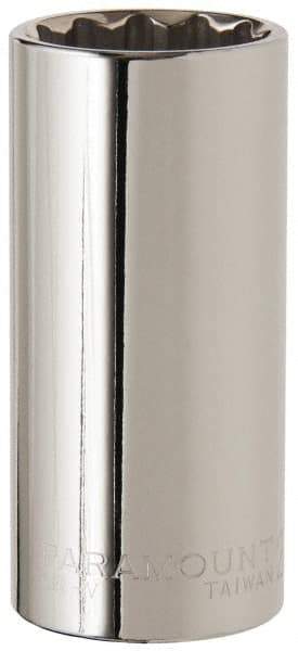 Paramount - 1/2" Drive, Deep Hand Socket - 12 Points, 3-3/32" OAL, Steel, Chrome Finish - Makers Industrial Supply