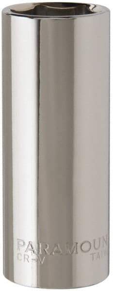 Paramount - 3/8" Drive, Deep Hand Socket - 6 Points, 2-1/2" OAL, Steel, Chrome Finish - Makers Industrial Supply