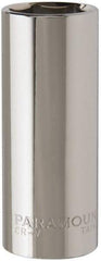 Paramount - 3/8" Drive, Deep Hand Socket - 6 Points, 2-1/2" OAL, Steel, Chrome Finish - Makers Industrial Supply