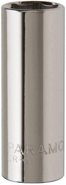 Paramount - 3/8" Drive, Deep Hand Socket - 6 Points, 1-15/16" OAL, Steel, Chrome Finish - Makers Industrial Supply