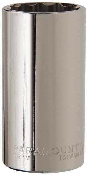 Paramount - 1/2" Drive, Deep Hand Socket - 12 Points, 3-1/4" OAL, Steel, Chrome Finish - Makers Industrial Supply