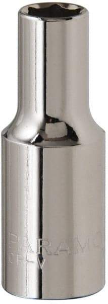 Paramount - 3/8" Drive, Deep Hand Socket - 6 Points, 1-15/16" OAL, Steel, Chrome Finish - Makers Industrial Supply