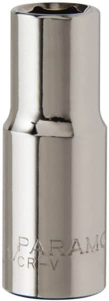 Paramount - 3/8" Drive, Deep Hand Socket - 6 Points, 1-15/16" OAL, Steel, Chrome Finish - Makers Industrial Supply